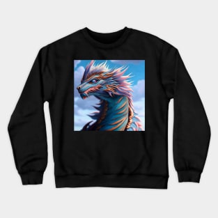 Ancient Blue, Orange, and Pink Dragon Crewneck Sweatshirt